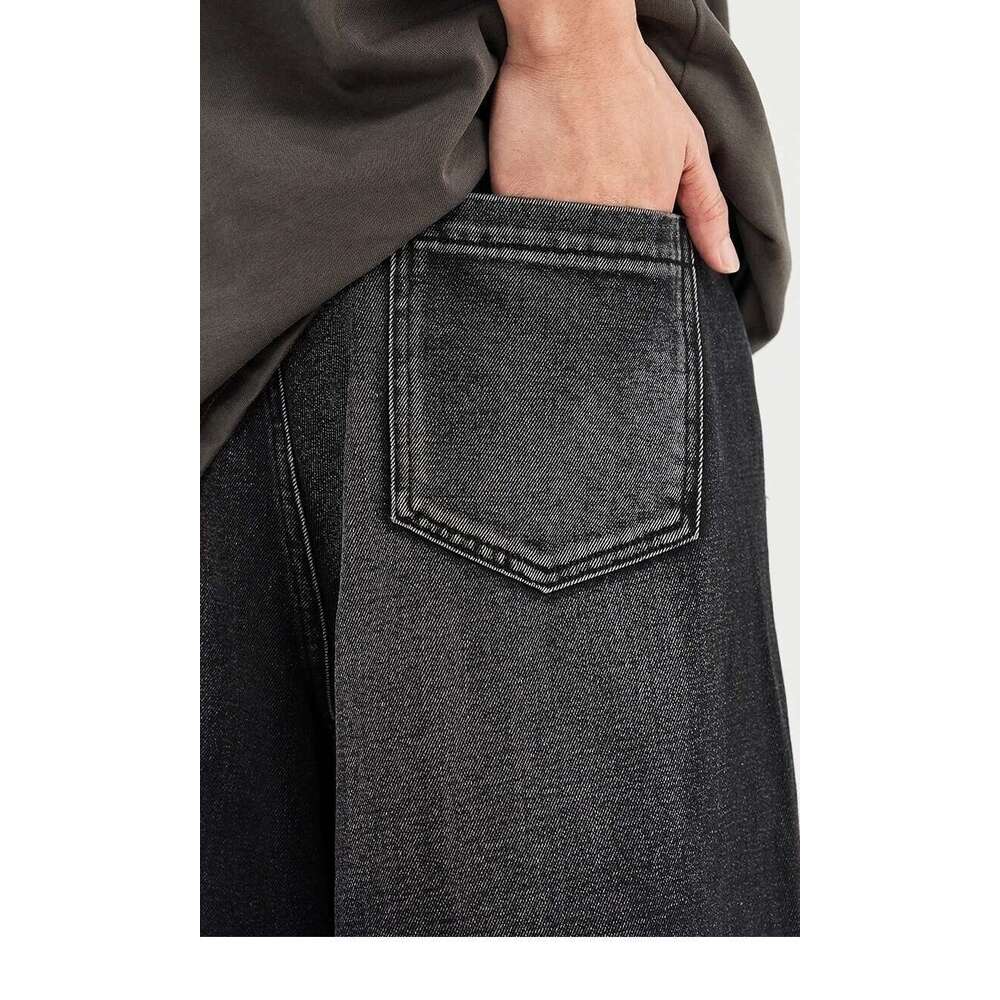 Men's Baggy Jeans 2024 Trendy High Street Wide Leg Denim Trousers Plus Size