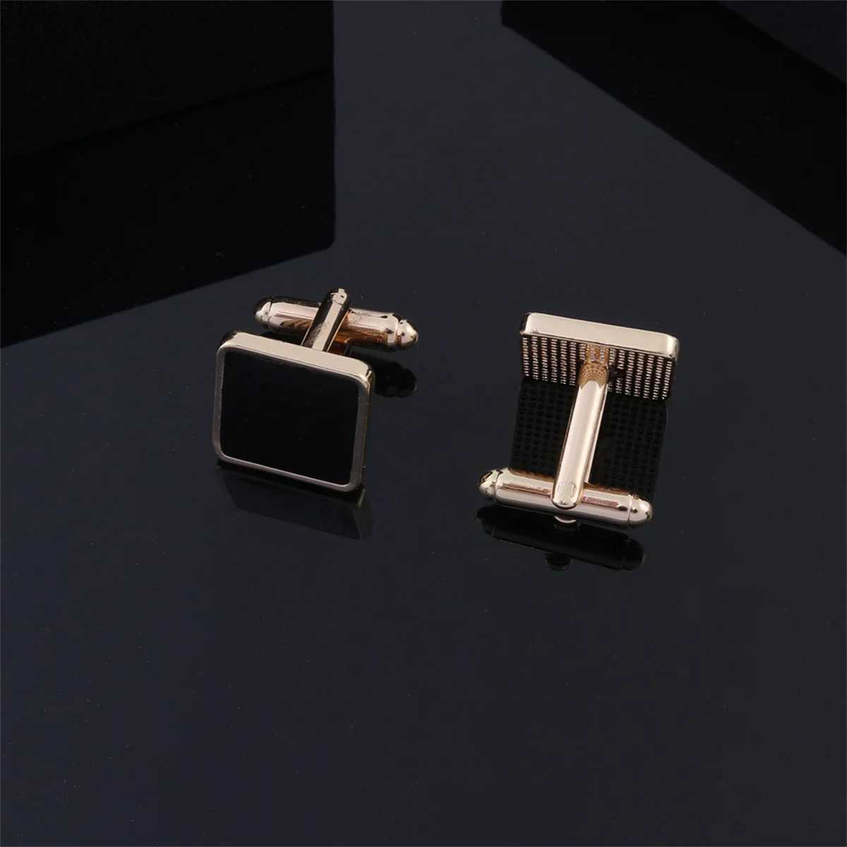 2PCS square metal black cufflinks fashion alloy geometric pattern mens shirt cufflinks party jewelry accessories giftsT250412