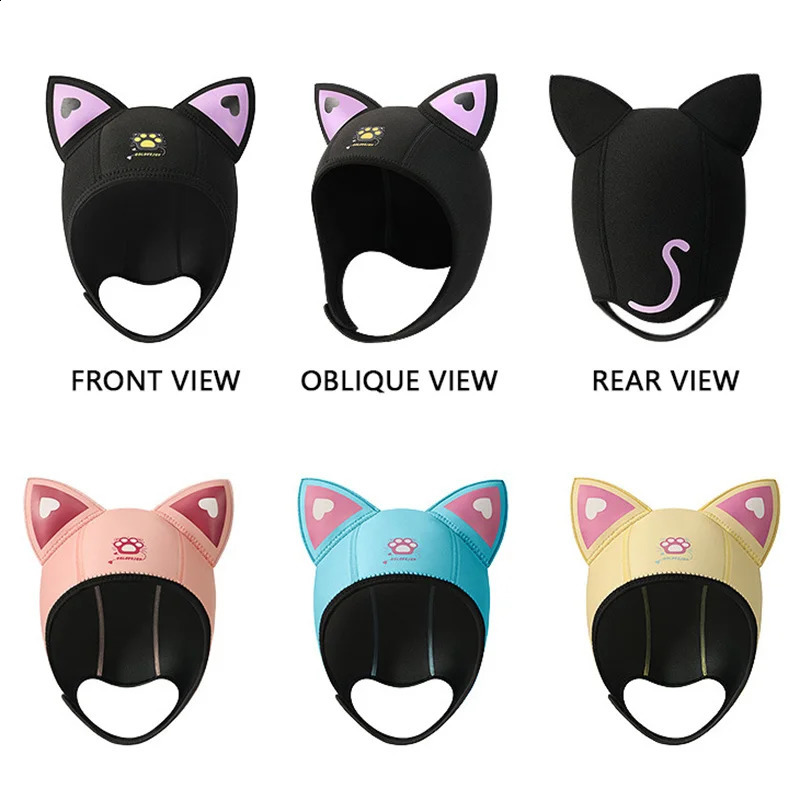 Outdoor Diving Hat Men Swimming Cap Elastic Thickened Insulation Beach Sunscreen Cartoon Diving Head Cover Swim Caps for Women 250411