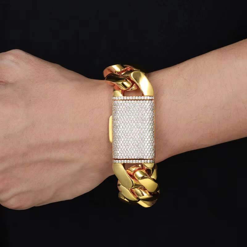 In Stock 14K 18k Gold Plated Bracelet 10mm-25mm 7-9 Inch Pulseras De Hombre Men Women Custom Plate Chunky Cuban Miami Chain