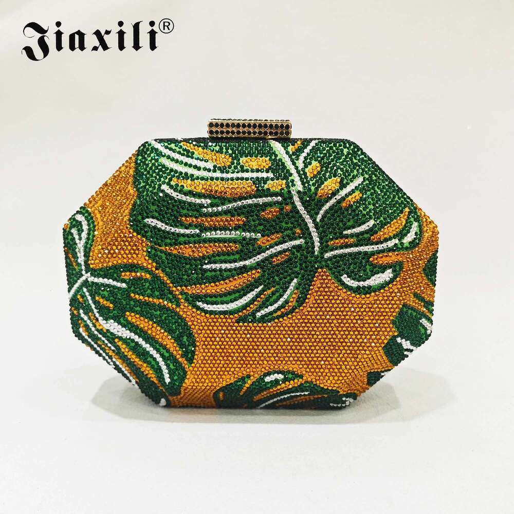 Jxl- Green Leaf Designer Purse For Women, Evening Pink Clutches, Ladies Soiree Feast Bags, Fashion