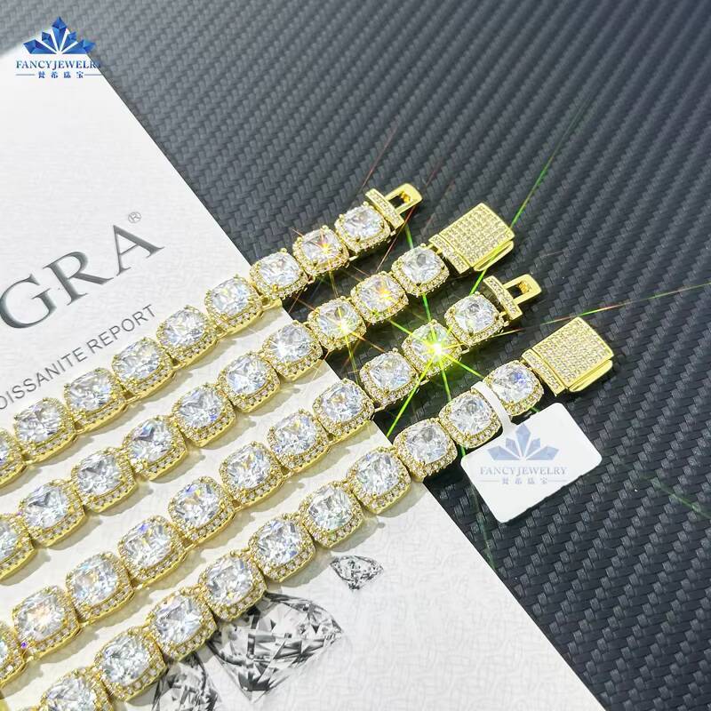 Luxury 14K Real Gold Heavy Moissanites Tennis Necklace Hiphop Jewelry for Men Pass Diamond Test for Weddings