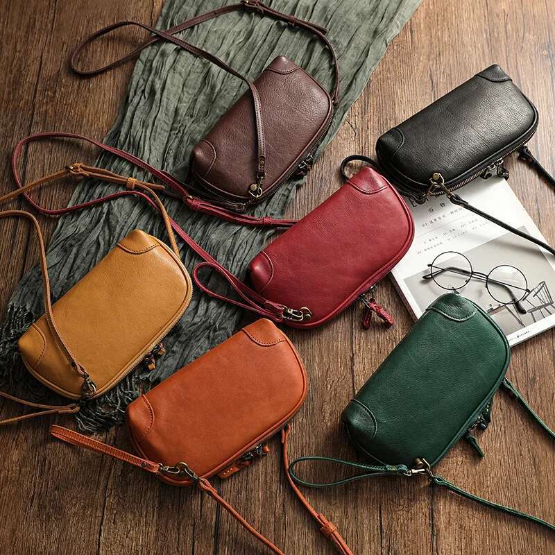 Simple Genuine Leather Women Small Bag Leisure Natural Soft Cowhide Solid Color Versatile Shoulder & Crossbody Bags