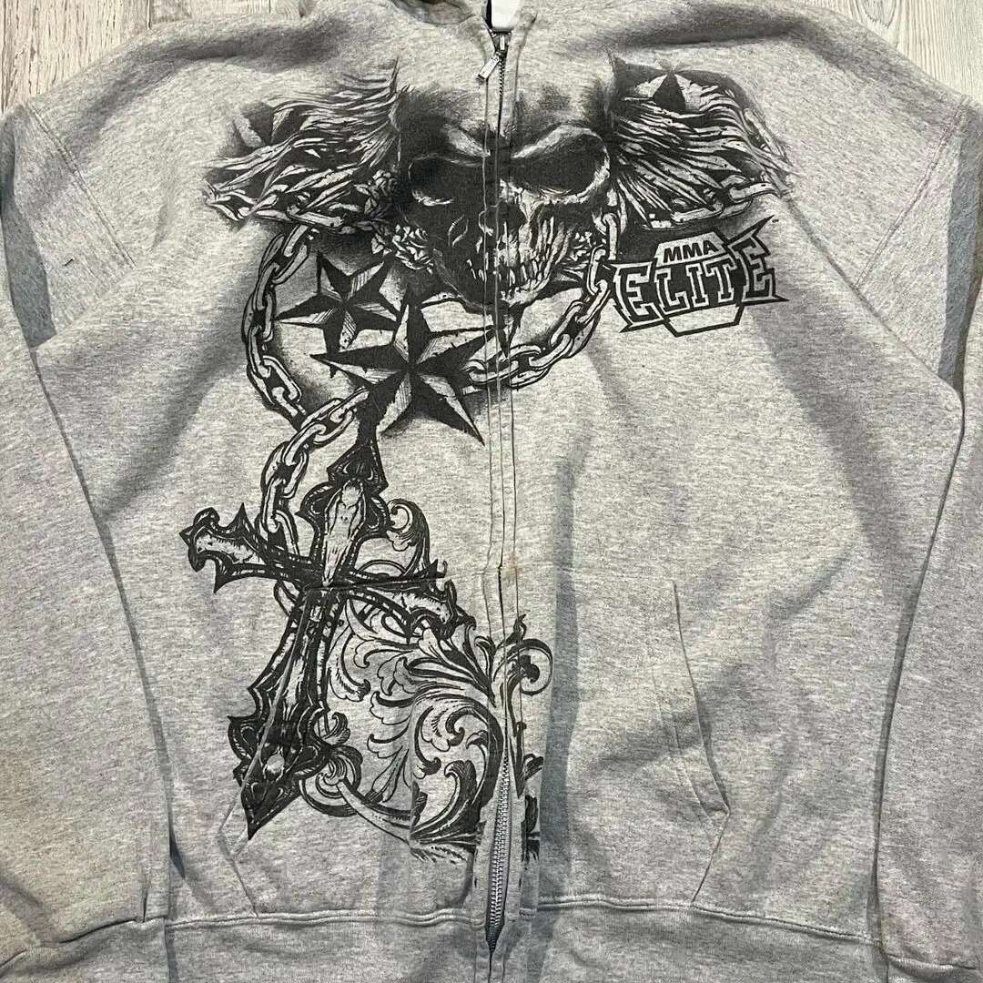 Street Popular Retro Joker Goth Print Zipper Men Y2K New Haruku Casual Loose Spot Sweatshirt Couple Punk Fleece Hoodie