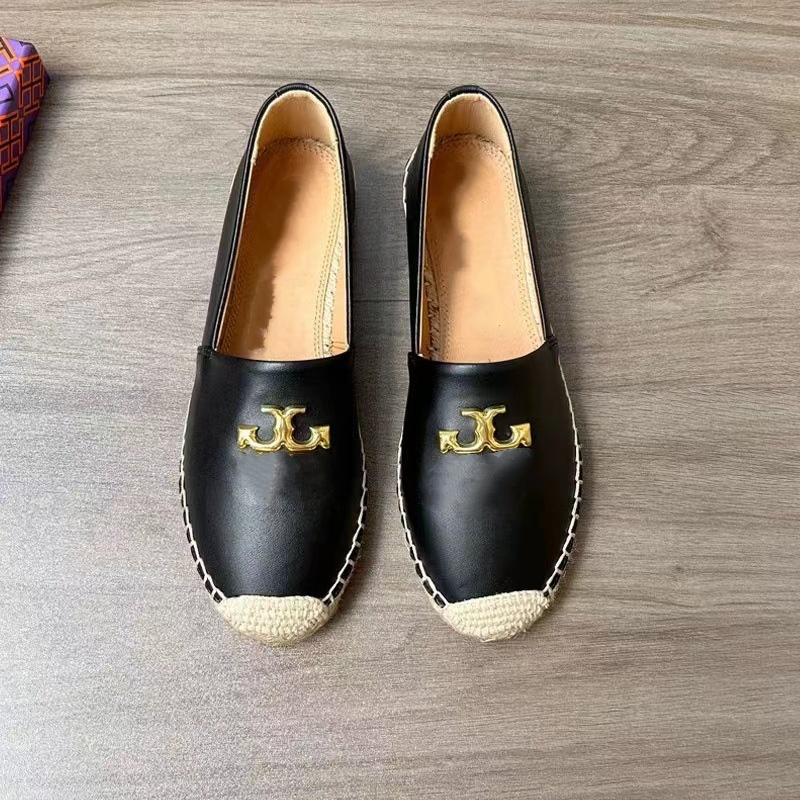 Luxury Ladies Dress Shoes Black Ballet Flats Women Quilted Genuine Leather Slip on platform canvas Fisherman shoe casual Loafers Summer slipper designer clog mule