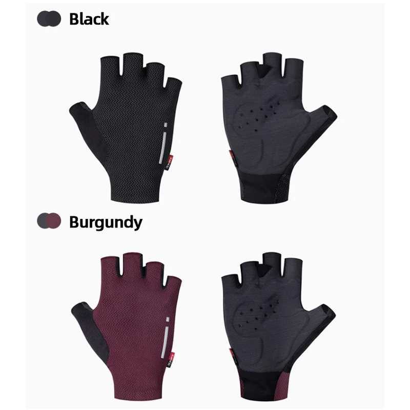 SANTIC Mens Cycling Glove Porous Breathable Bike Fingerless Gloves High-elastic Cushioning Sports Gloves Bicycle AccessoriesC250412