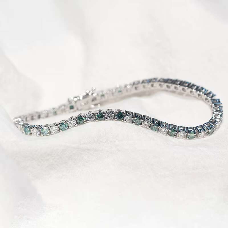 Luxury Jewelry Bracelet 925 Silver 3mm Two-color Moissanite Iced Out Tennis Bracelet