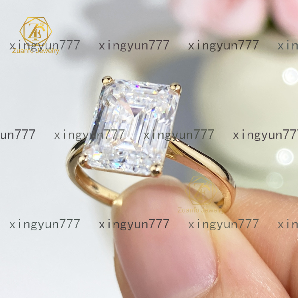 Professional Manufacturers Custom 18K Gold Diamond D VVS1 Moissanite 4ct Long Cushion Cut Shape Solid Custom Jewelry Ring