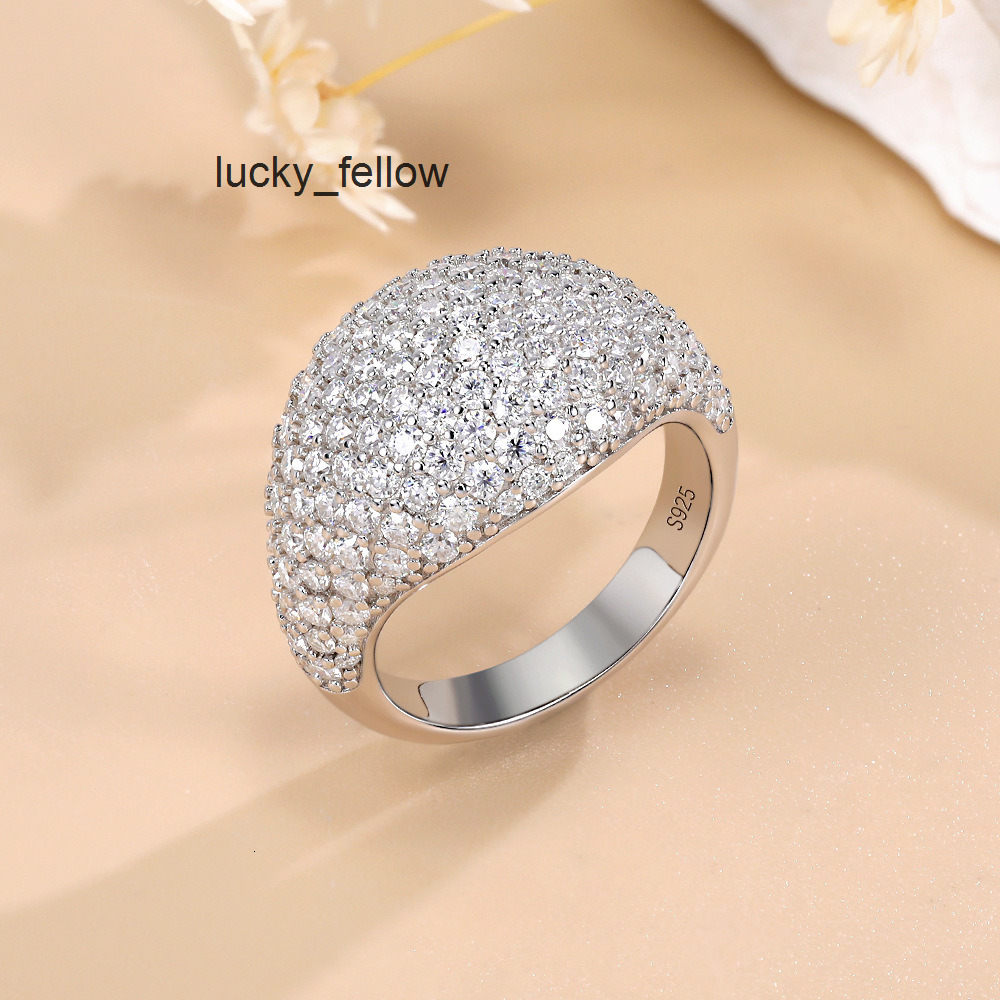 Factory Wholesale High Quality Iced Out Hiphop Ring D Color Vvs White Moissanite Diamond S925 Sterling Silver Ring