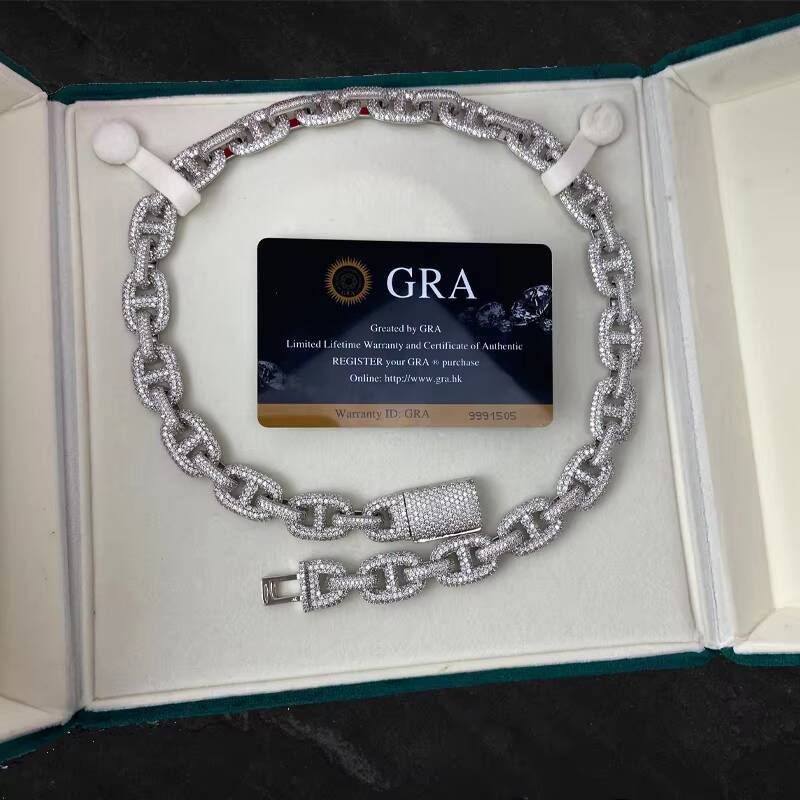 Iced-Out 925 Sterling Silver Mens Cuban Link Moissanite Hip Hop Rapper Style Infinity Chain Bracelet