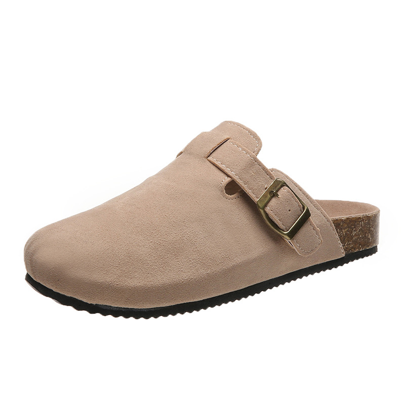 Designer slippers Baotou Half Dragged free Shipping One foot sandals Round head half drag Women wearing sandals outside 2025
