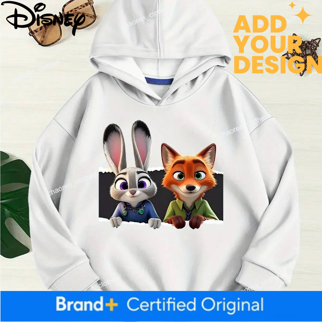 Disney Zootopia Style Children's Casual Hoodie with Cute Rabbit Fox Cartoon Design Suitable for Spring, Autumn and Winter