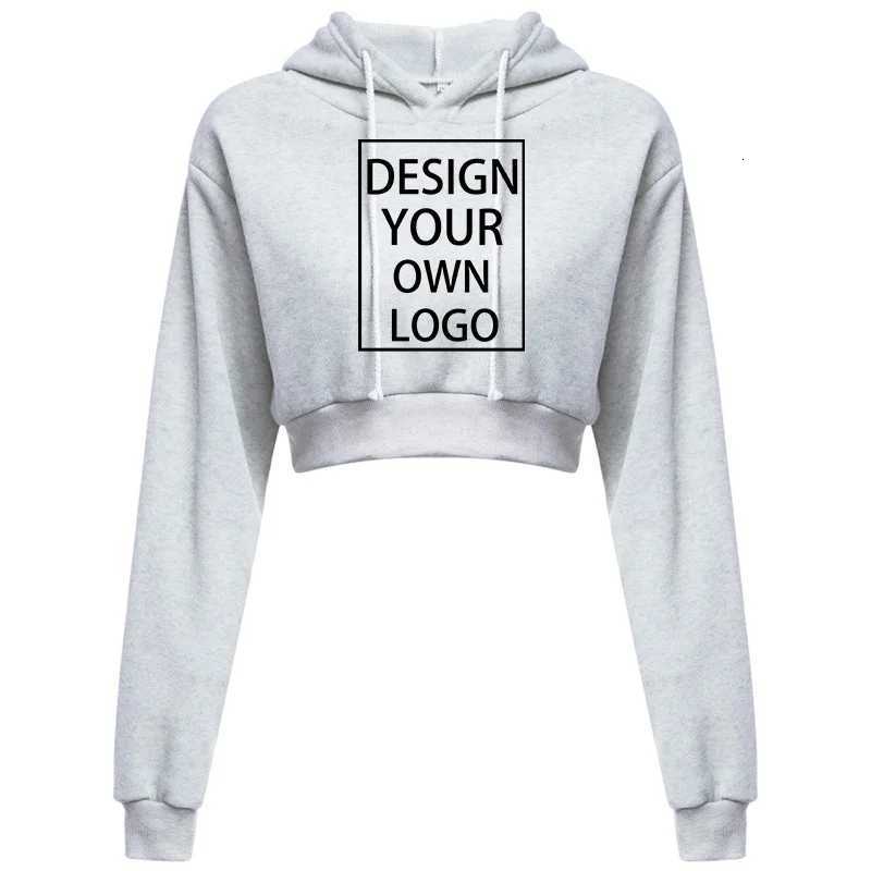 POD customization Customized New Fashion Women Hoodie Sweatshirt Short Top Coat Sport Pullover Hooded Tops Female Autumn Winter Crop Top HoodieT251112