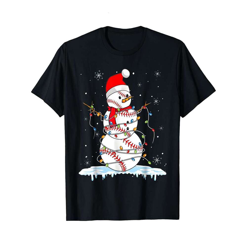 Designer T shirt baseball snowman baseball player christmas xmas funny - 220g T shits