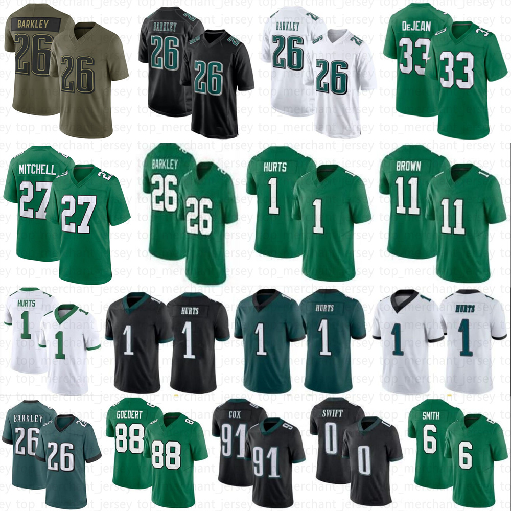 Saquon Barkley Football Jersey AJ Brown Jalen Hurts Jason Kelce Jalen Nolan Carter DeVonta Smith Darius Slay Jr Goedert Brandon Graham Brian Dawkins
