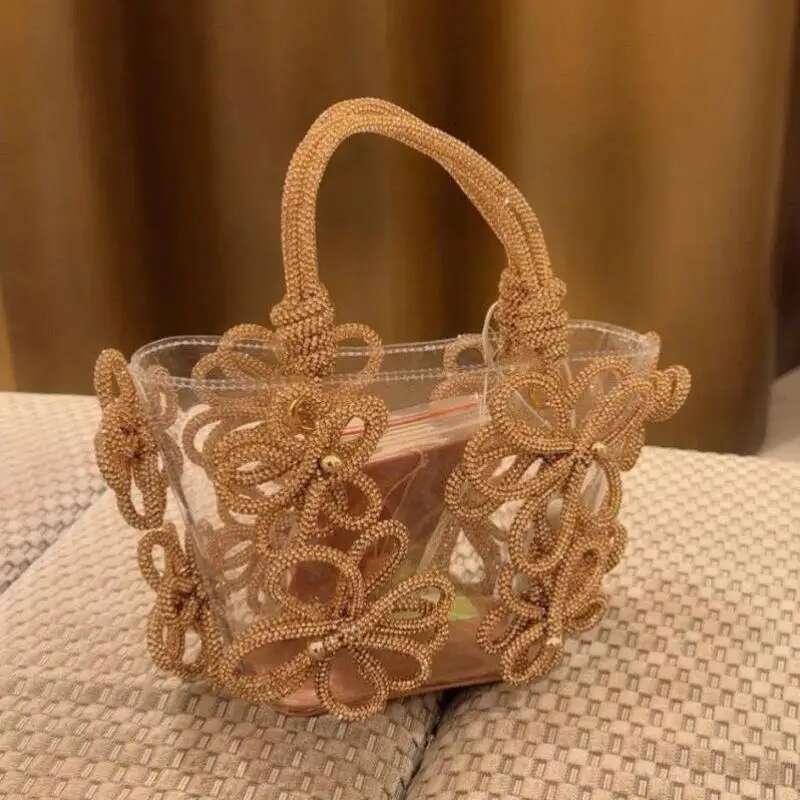High End Tocratic Brand Inlaid French Portable Women's Dia Wer Vegetable Basket Bag Bucket Handbag