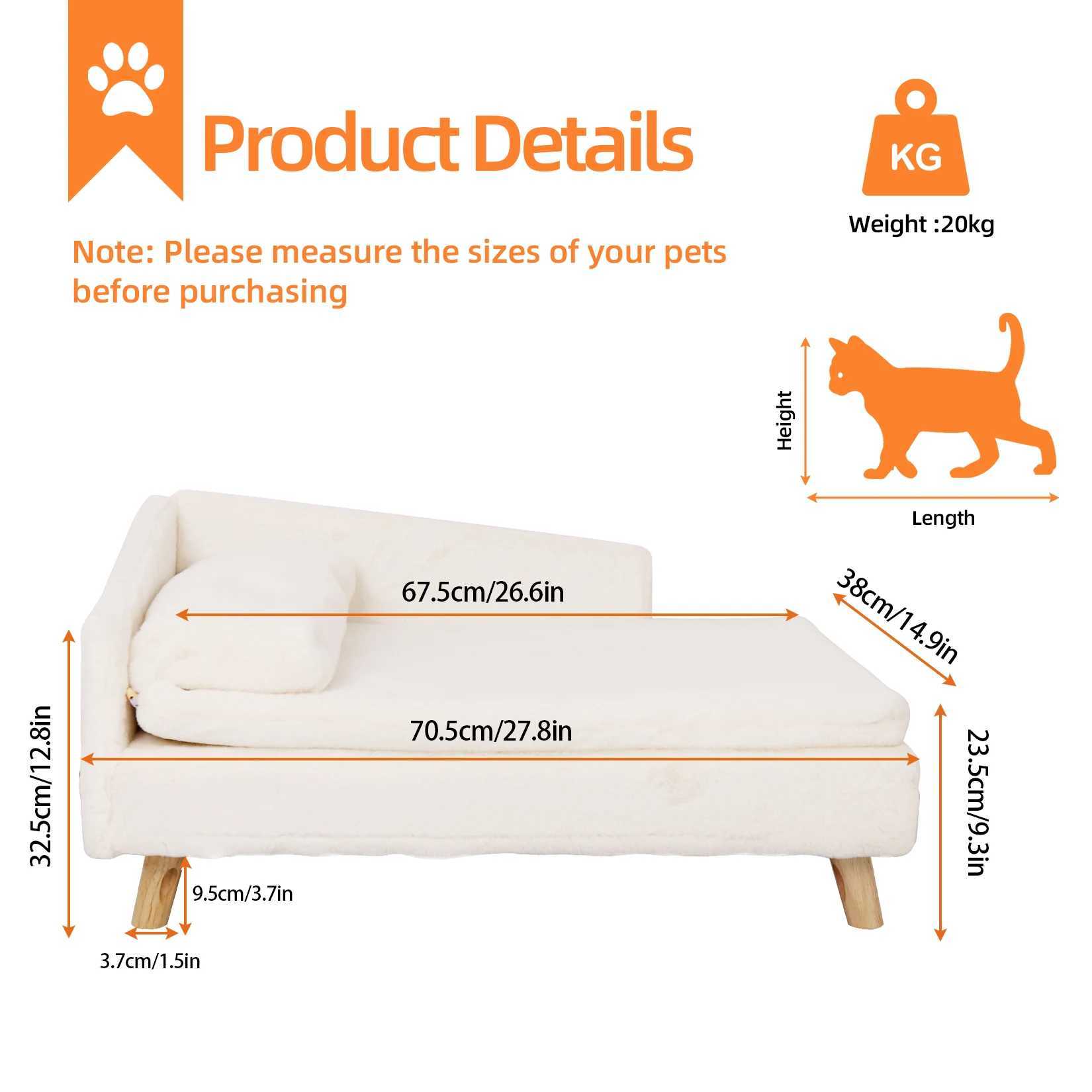 Elevator pet bed Nordic pet footstool bed waterproof with comfortable cushion pet sofa bed with hardwood legs suitable for small dogs and cats X250412