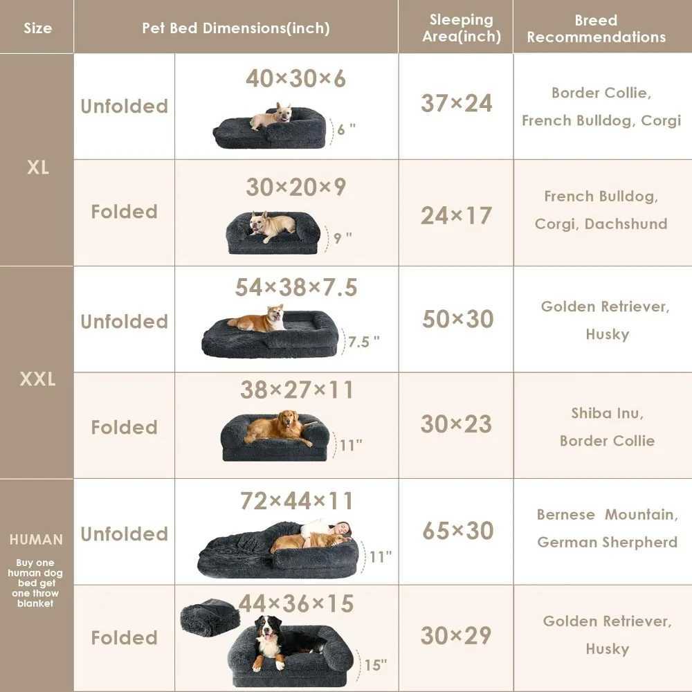 Foldable XXL artificial fur fluffy dog bed for oversized dogs 54 x38 x7.5 dog bed X250412