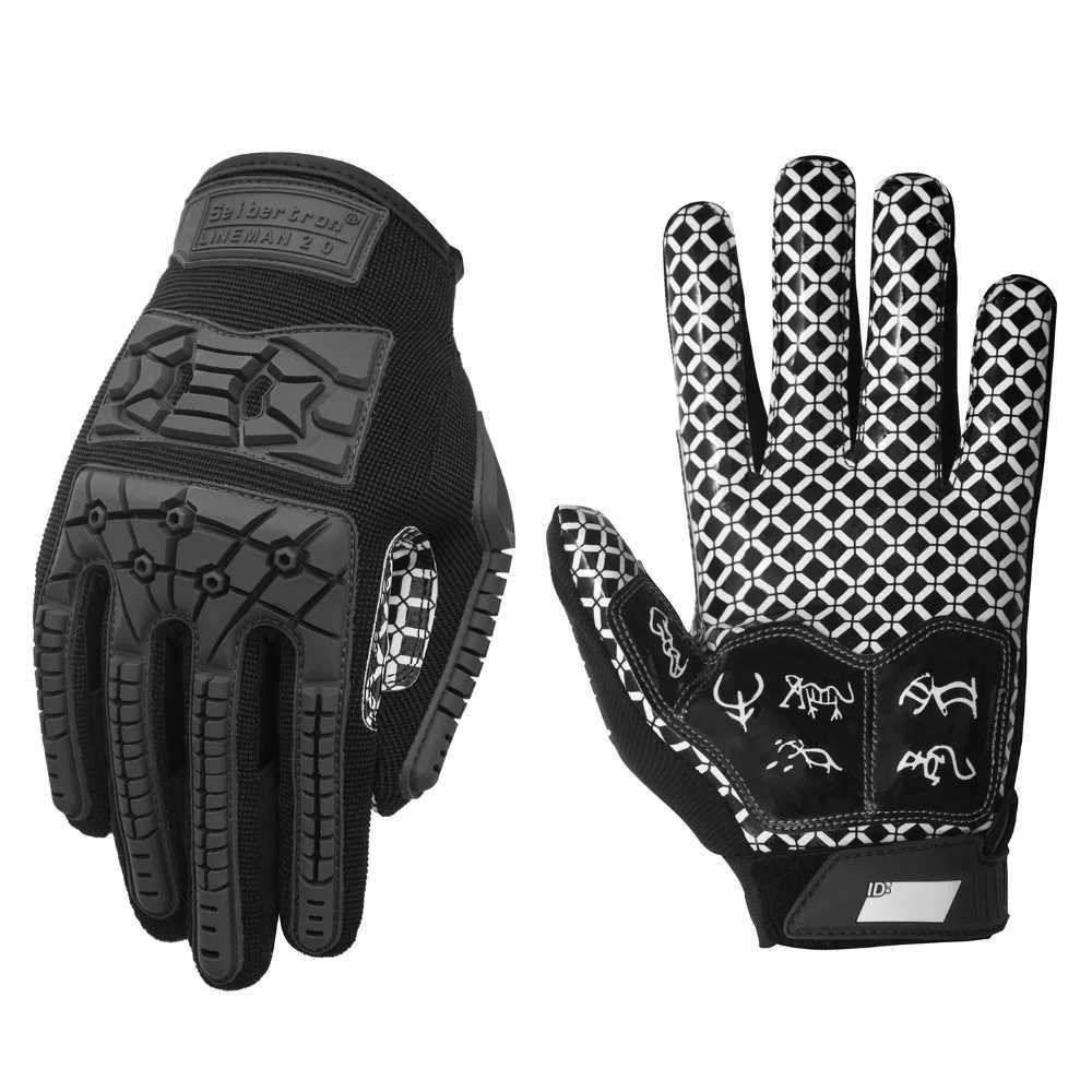 Seibertron Lineman 2.0 Padded Palm Football Receiver Gloves Flexible TPR Impact Protection Hand Back Gloves Adult SizeXJ250412