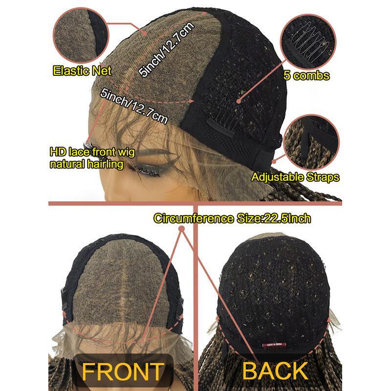 28 inch for Women Full Lace Front Box Black plus light brown Hand Braided Wigs With Baby Hair synthetic wig