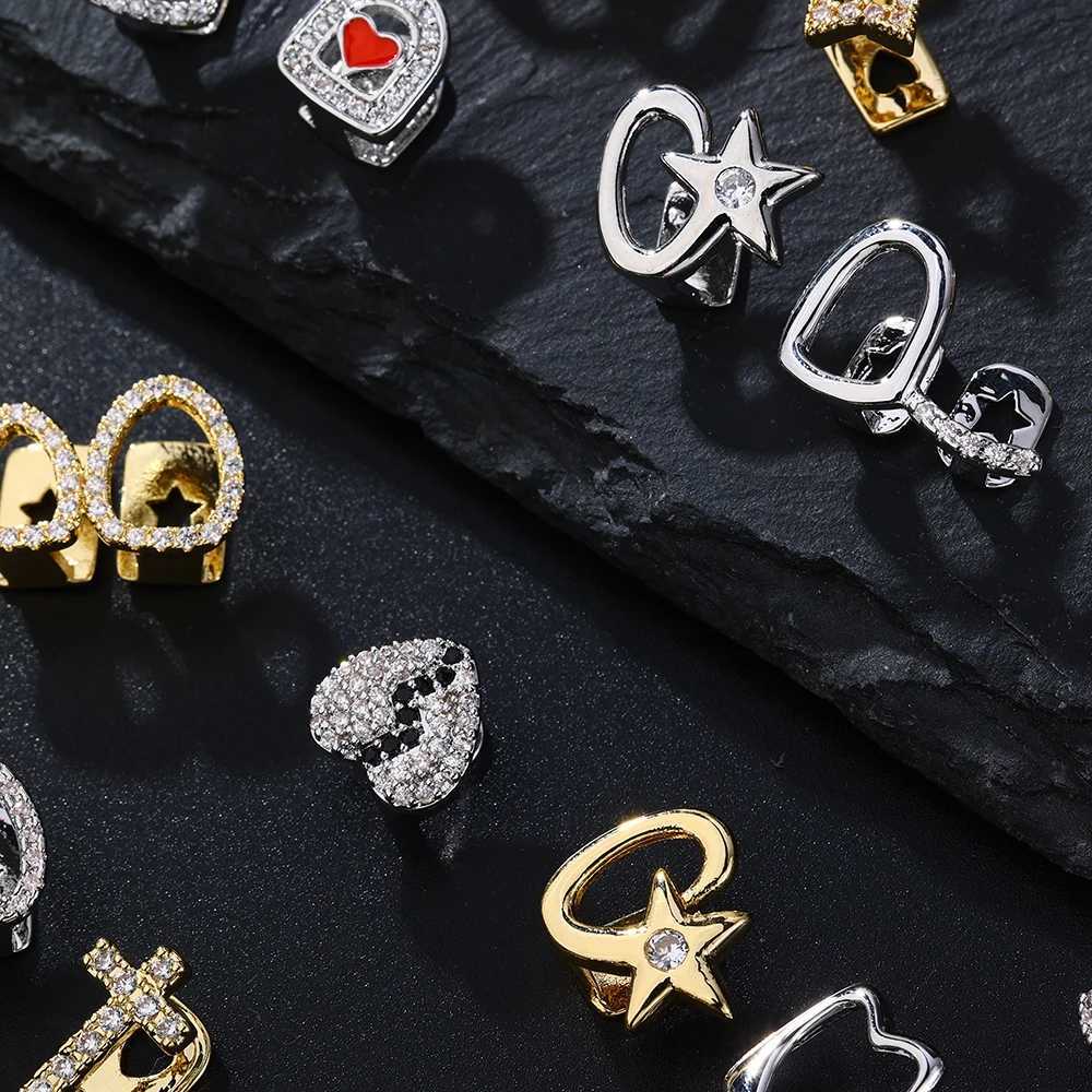 1 piece of single hip-hop star heart-shaped tooth pattern Grilz detachable teeth grill teeth punk tooth cap W250412