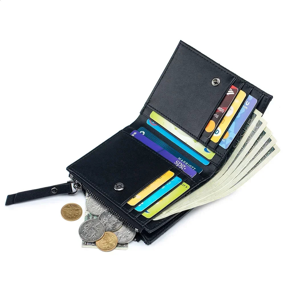 Leather womens wallet zipper small and thin coin wallet womens wallet clip large capacity wallet 250411