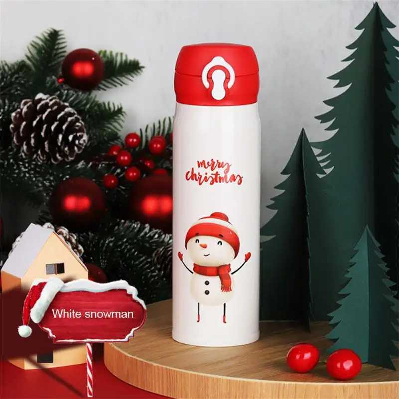 Christmas 500ml Stainless Steel Christmas Thermos Cup Elk Santa Vacuum Water Bottle Thermos Cup With Lid Christmas Gift For Girl Friend Y251112