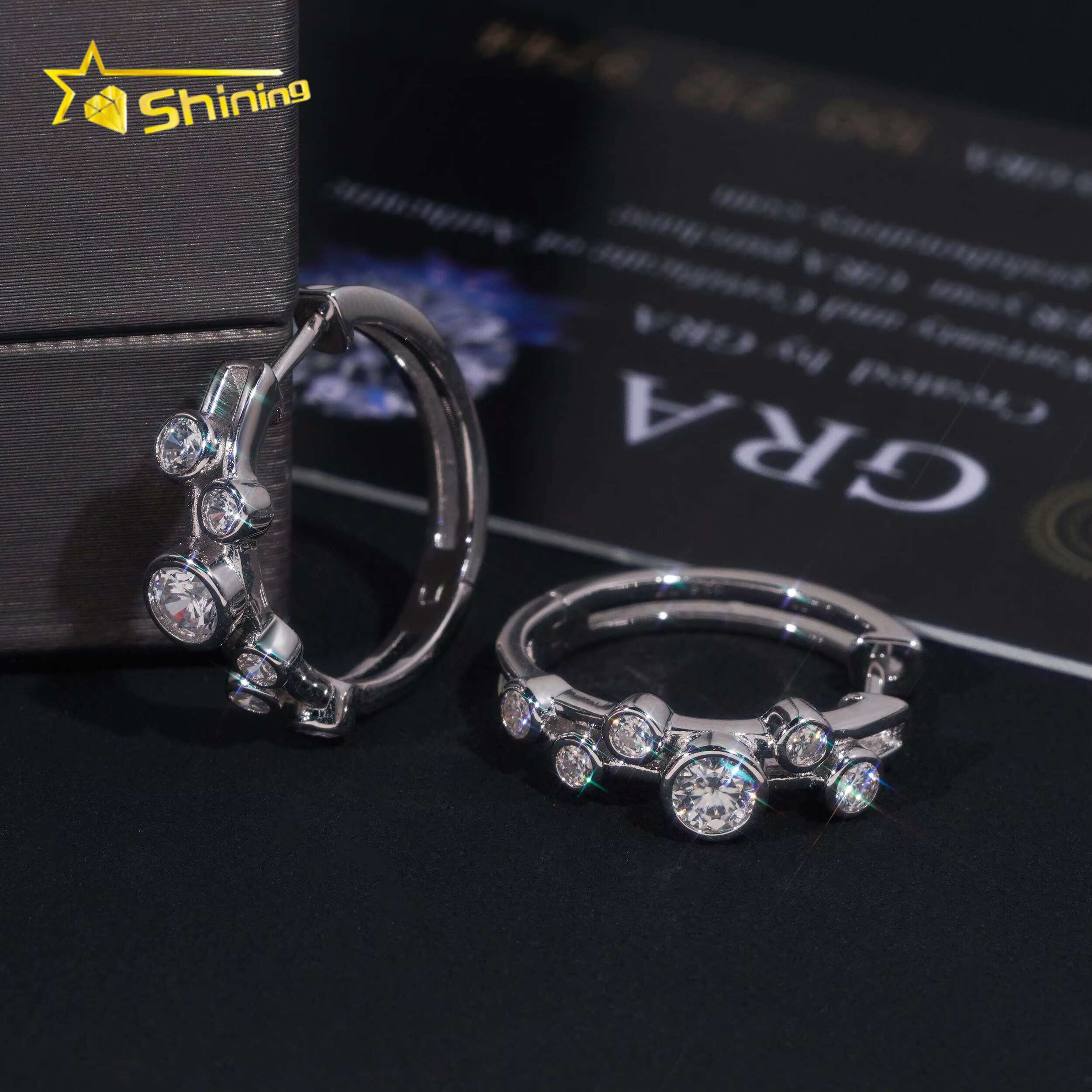 High Quality Hip Hop Jewelry 925 Sterling Silver Gold Plated Iced Out Moissanite Hoop Earrings Fashion Stud Earrings With GRA