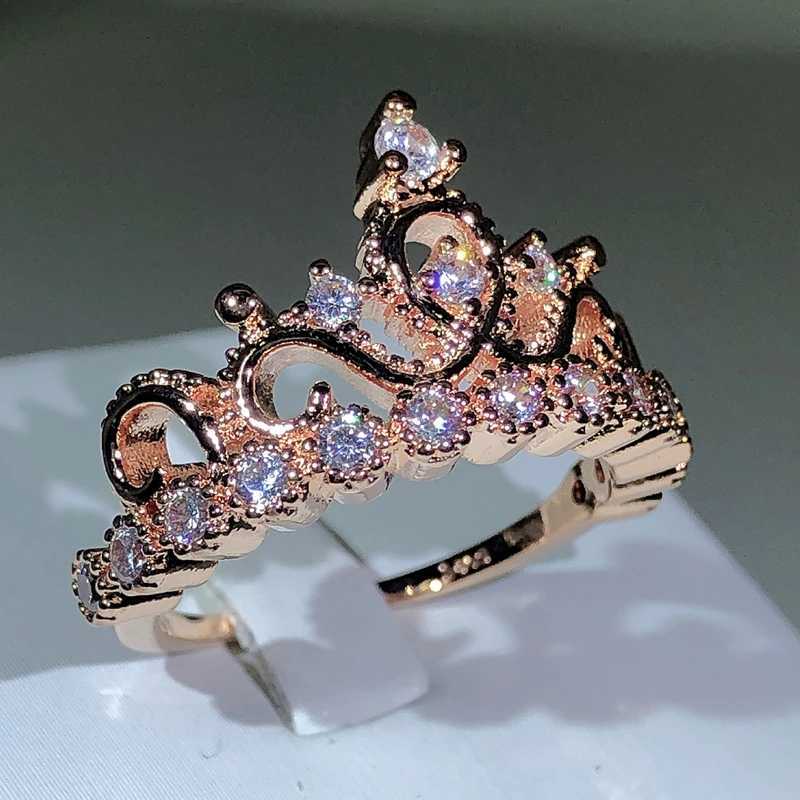 925 Silver Birthstone Crown Womens Fashion Zircon Crystal Prince Jewelry Romantic Womens Birthday Gift Wedding BrideXJ250412