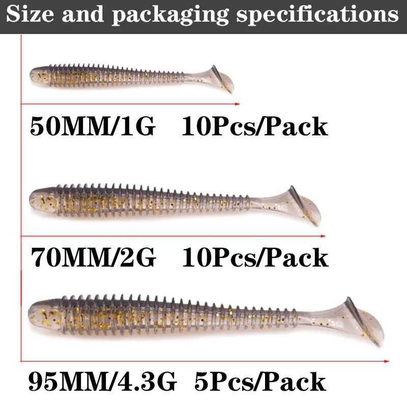 Proleurre Fishing Worm Soft Lures Jig Wobblers 5cm 7cm 9cm Easy Shiner for Carp Bass Artificial Double Colors Silicone Swimbait Z250411