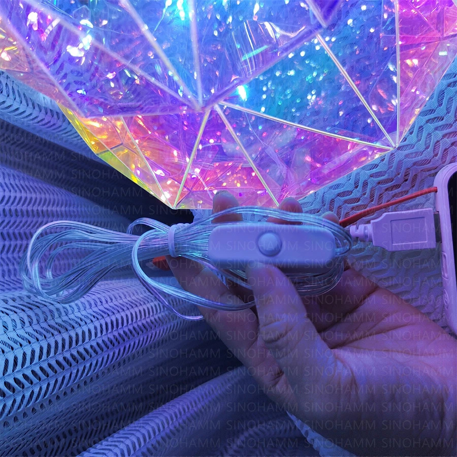 LED Christmas Tree Table Lamp Iridescent Colorful Bedroom Decorations USB LED room decor Lighting for Home xmas 251110