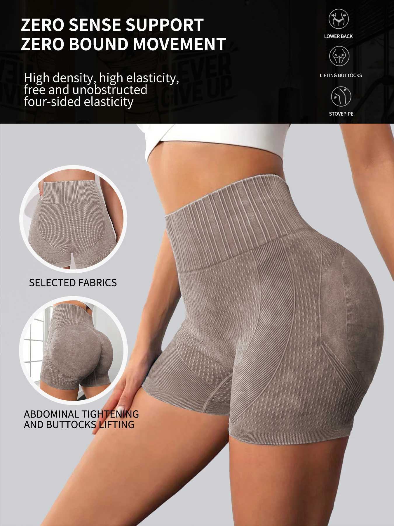 Tight fitting high waisted sexy peach quick drying breathable yoga pants womens running sports and fitness three-point shorts Y250412