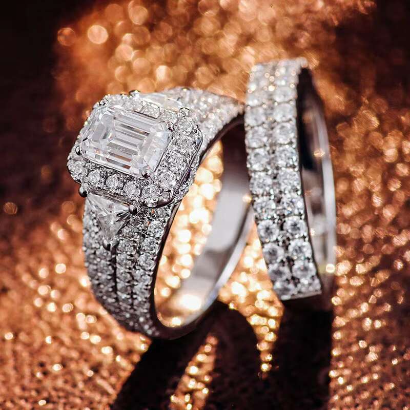 Moissanite Diamond Women Luxury Wedding Rings for Bridals Engagement Ring Fine Jewelry in White Gold Plated 925 Sterling Silver