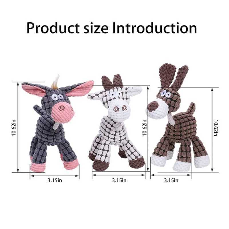 High Quality Plush squeeze dog toy donkey shaped pet toy bite resistant squeeze toy suitable for small and large dogs durable chew plush toy training 