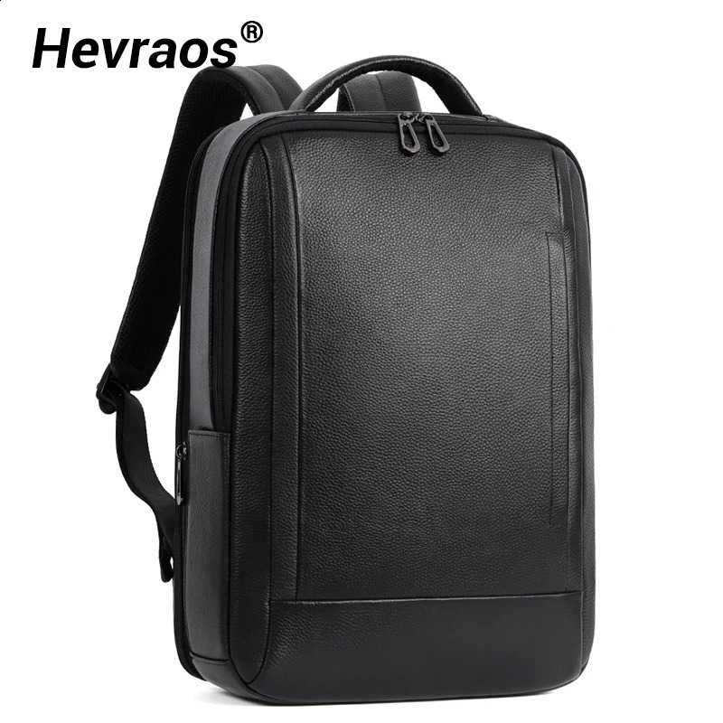 15.6 inch Laptop Backpack Men 100% Genuine Leather Mens Backpack USB Charge Backpacks Travel Bag Schoolbag Student Bookbag 250407