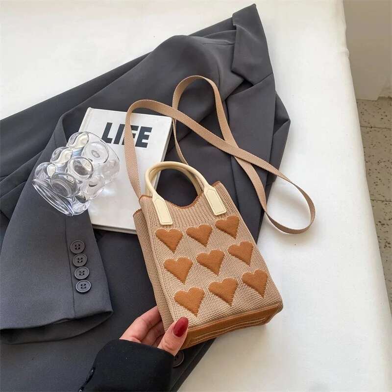 Newest Crossbody Small Women's Knitted Mobile Phone Casual Fashion Shoulder Bag Purse