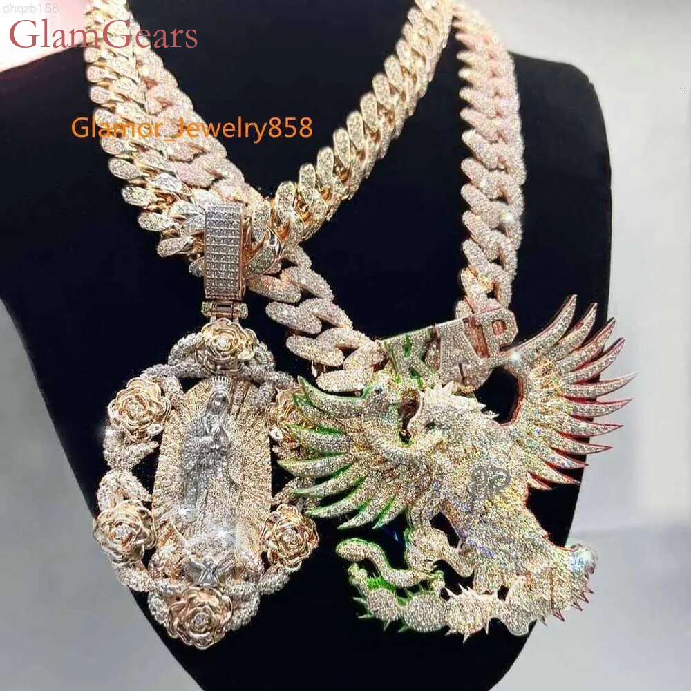 Factory Initial Iced Out Jewelry Gold Plated Vvs Moissanite Dias Cuban Chain 3d Custom Name Hip Hop Letter Pendant