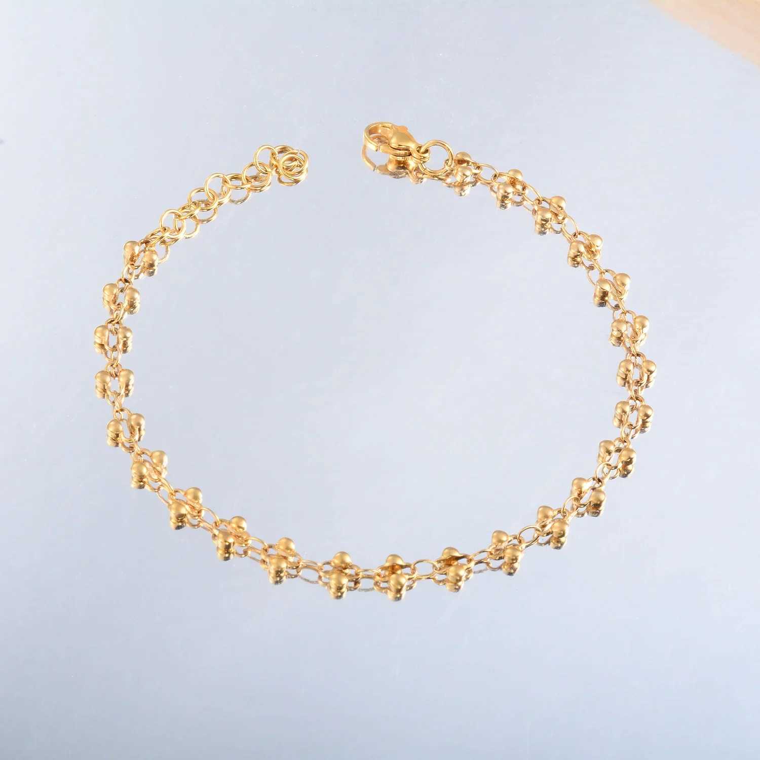 Flower Shape Stainless Steel Bracelet Gold And Sliver Color Cross Pattern Handmade Chain For Women Jewery GiftC250411