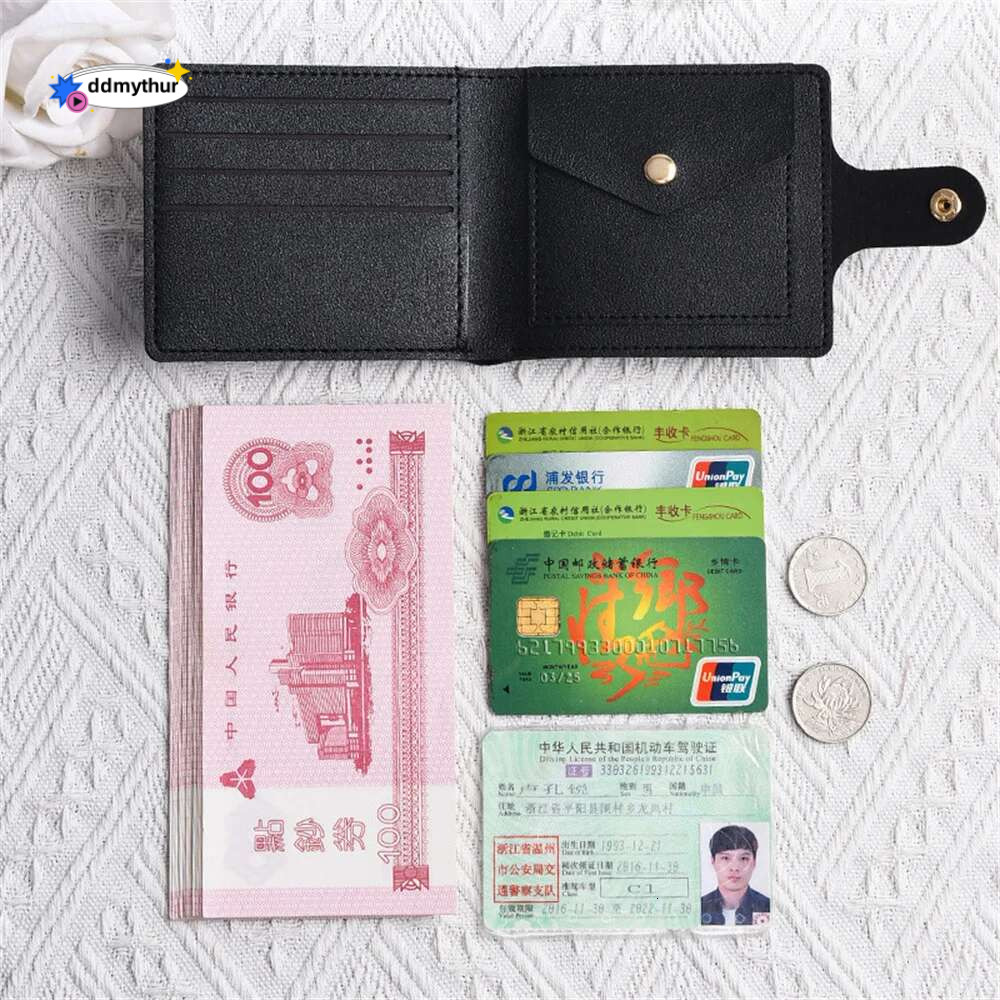Pu Leather Small Short Wallet Bag Multi Card Holder Students Ultra-Thin Cowhide Coin Purse Clip Clutch Pouch For Men Women ddmythur