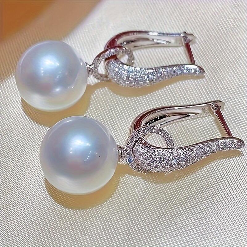 Elegant Pearl Drop Earrings with Dia Accents
