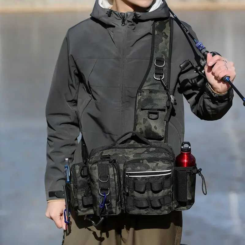Fishing Equipment Storage Bag Bait Box Gear for Men Waist Bag Fly Fishing with Rod Holder Backpack Wateproof Wear Resistant Z250411
