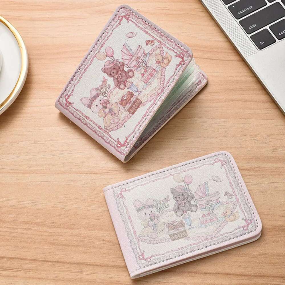 Cute Rabbit Bear Print Holder Short Wallet for Women RFID Bank Card Driver's License Case Stylish PU Coin Purse Cardholder ddmythur