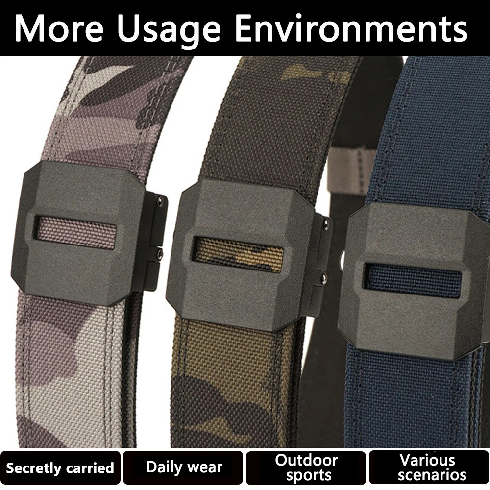 TUSHI Hard Tactical Belt for Men Gun Belt EDC Metal Automatic Buckle IPSC Nylon Outdoor Sports Girdle Male Military Belt 250407