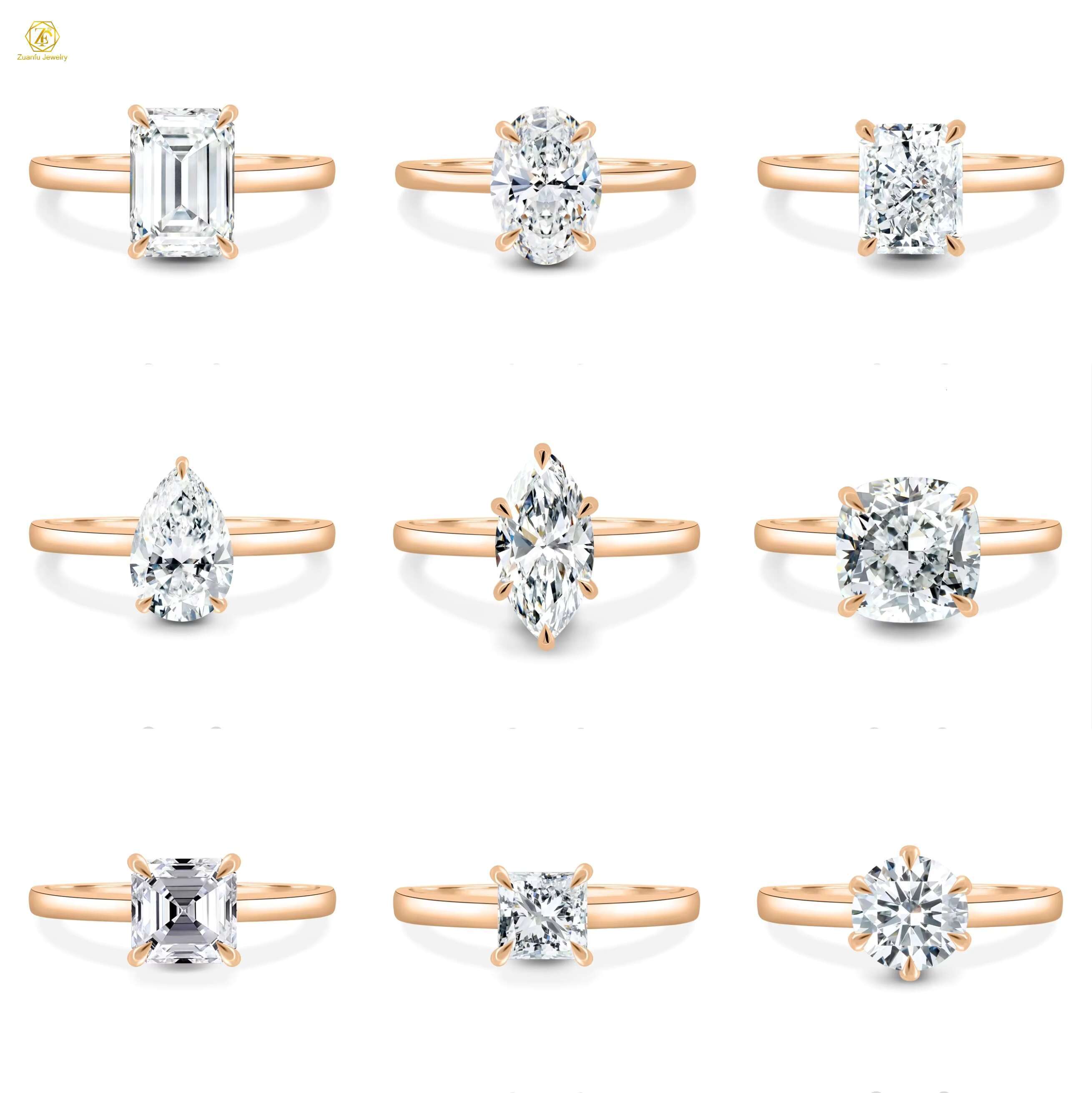 Womens 925 Sterling Silver 18K White Gold D Color VVS Emerald Cut Moissanite Wedding Engagement Rings Fashion Jewelry Gift