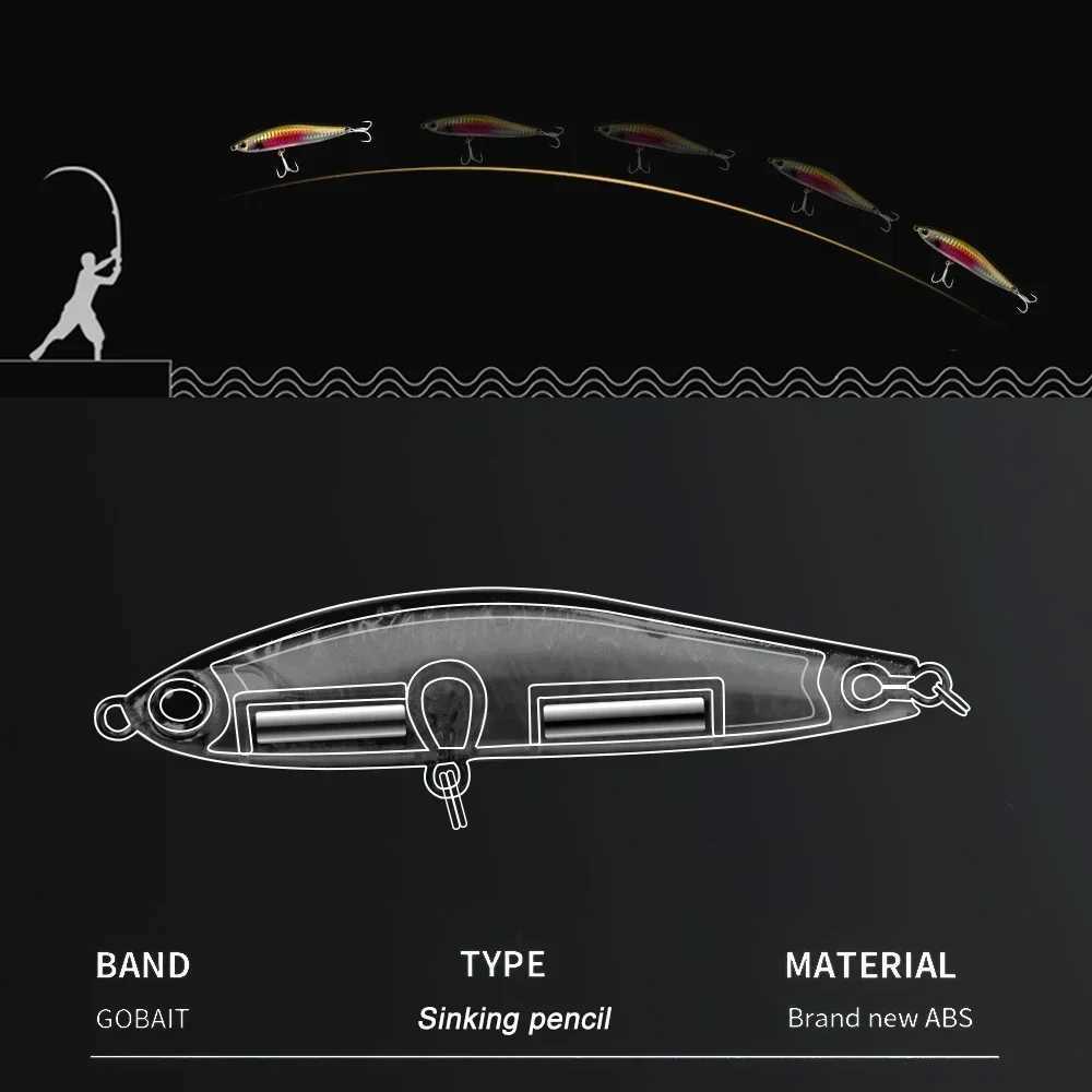 Sinking Pencil Lure 12.5g 24g Fishing Weight System Jerkbait Popper Hook Swimbait Pesca Tackle Cast Deep Minnow Silicone Bait Z250411