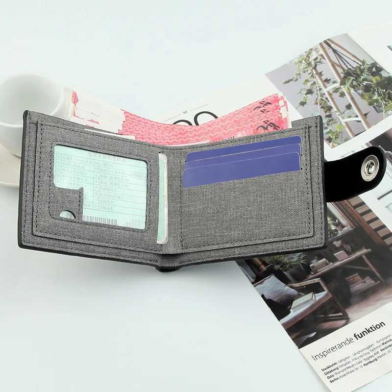 Canvas Mens Wallet Black/Blue/Grey/Grey Card Clip Wallet Mens Money Bag ID/Photo/Bank Card Clip Short Wallet Card Box Z250411