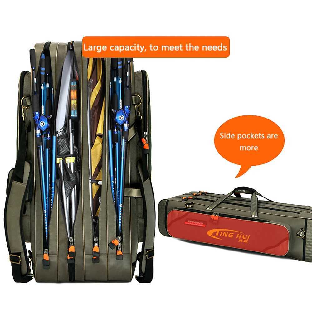 NON-foldable Multifunctional Large Capacity Fishing Rod Bag 2-4 Layer 80-130CM Waterproof Thickening Fishing Tackle Storage Case Z250411