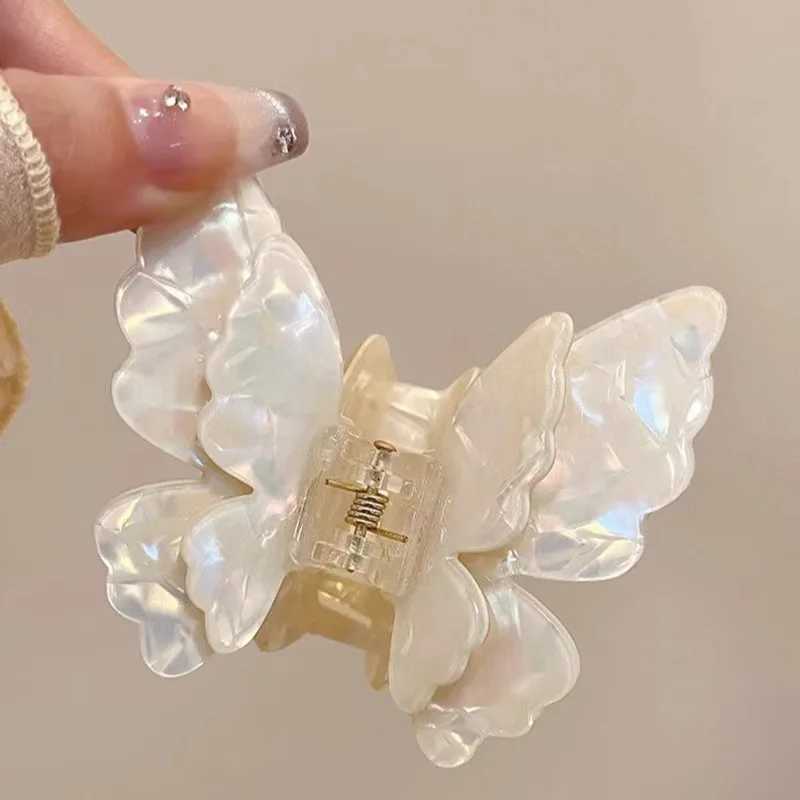 Fairy Gradient Colorful Butterfly Hair Claw French Retro Acetate Crab Hairpin Womens Fashion Headwear Hairpin Y2504012