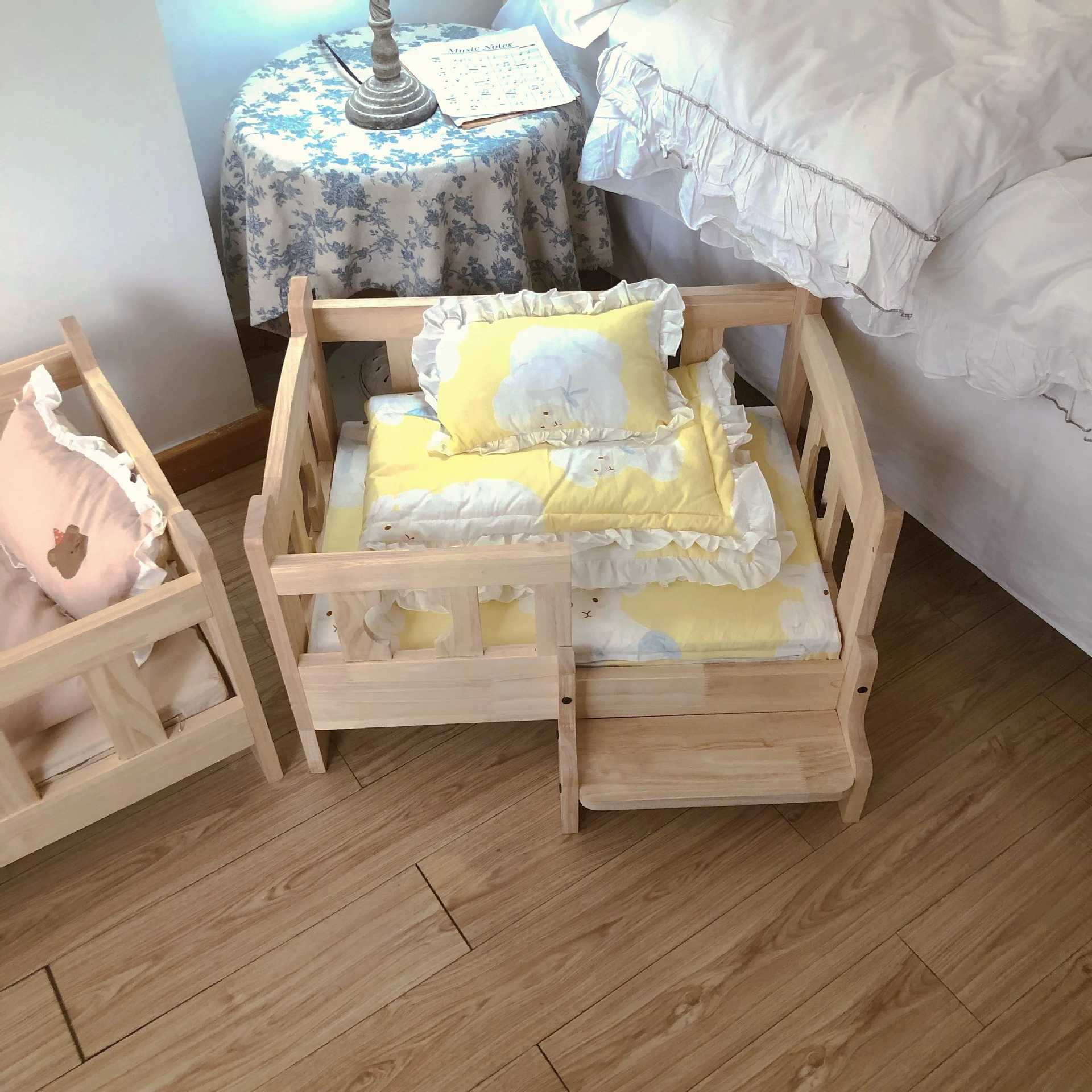 Cat shelter pet solid wood off ground small and medium-sized dog four season bed X250412