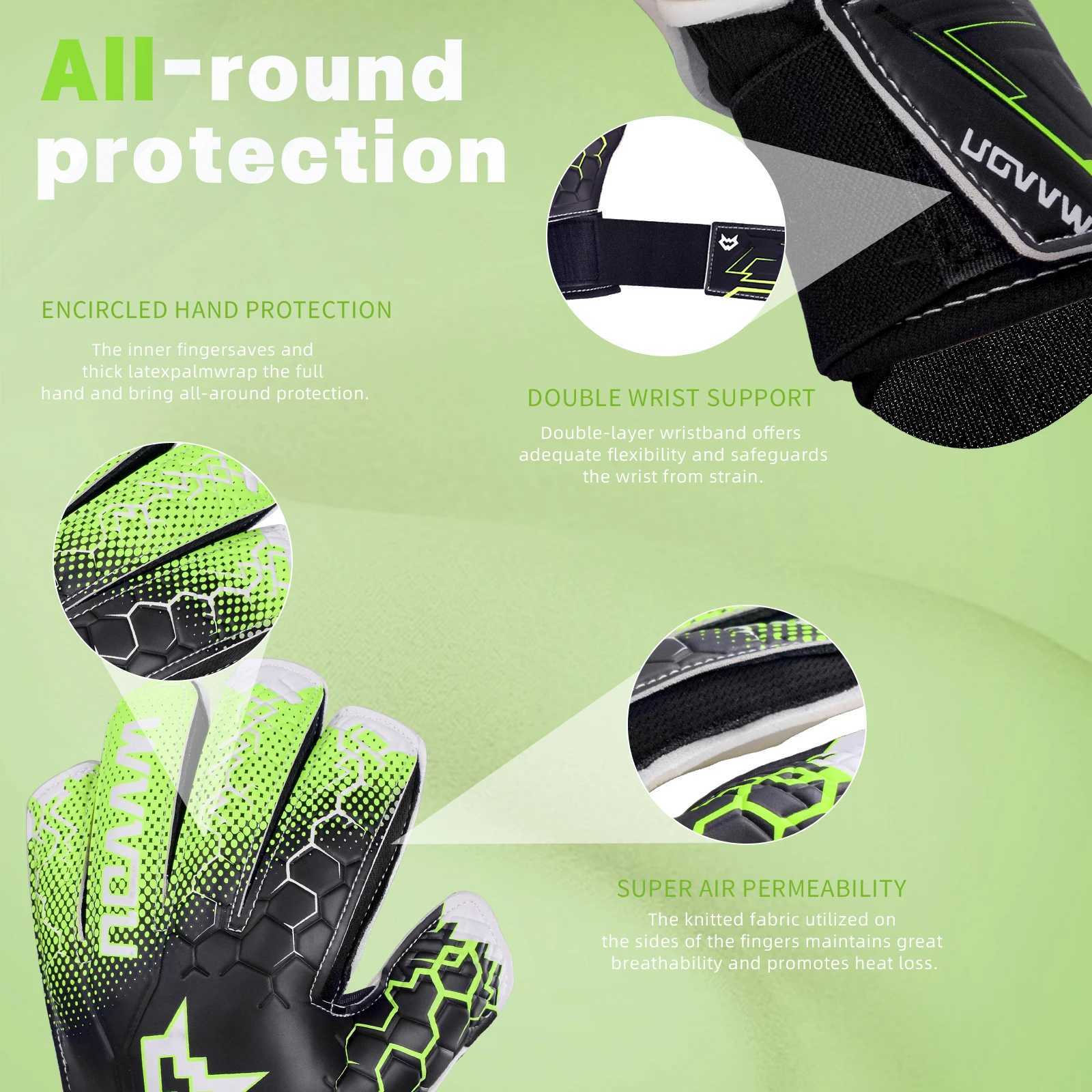 WVVOU football goalkeeper gloves finger protected goalkeeper gloves youth and adult goalkeeper gloves strong grip football glovesXJ250412